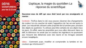 Défi – L’optique (explications scientifiques)