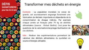 Défi – Transformer les dechets en energie