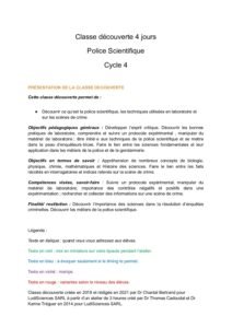 Ressource : « Classe découverte police scientifique cycles II III IV »