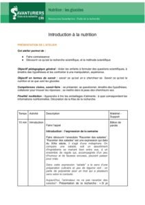 Ressource : « Introduction nutrition »