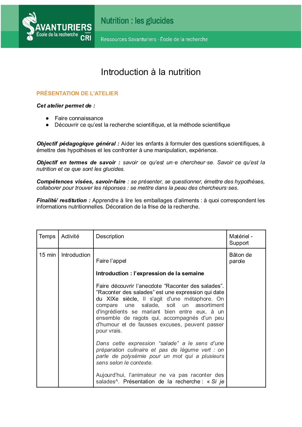 Ressource : « Introduction nutrition »?>