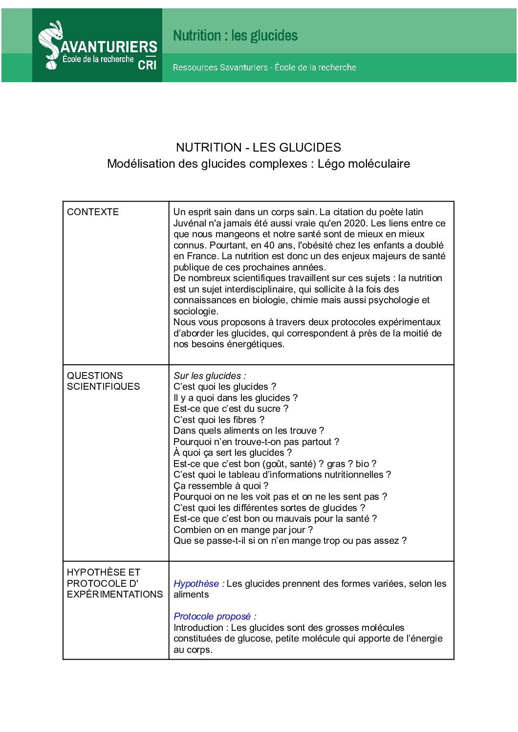 Ressource : « Nutrition, glucides »?>