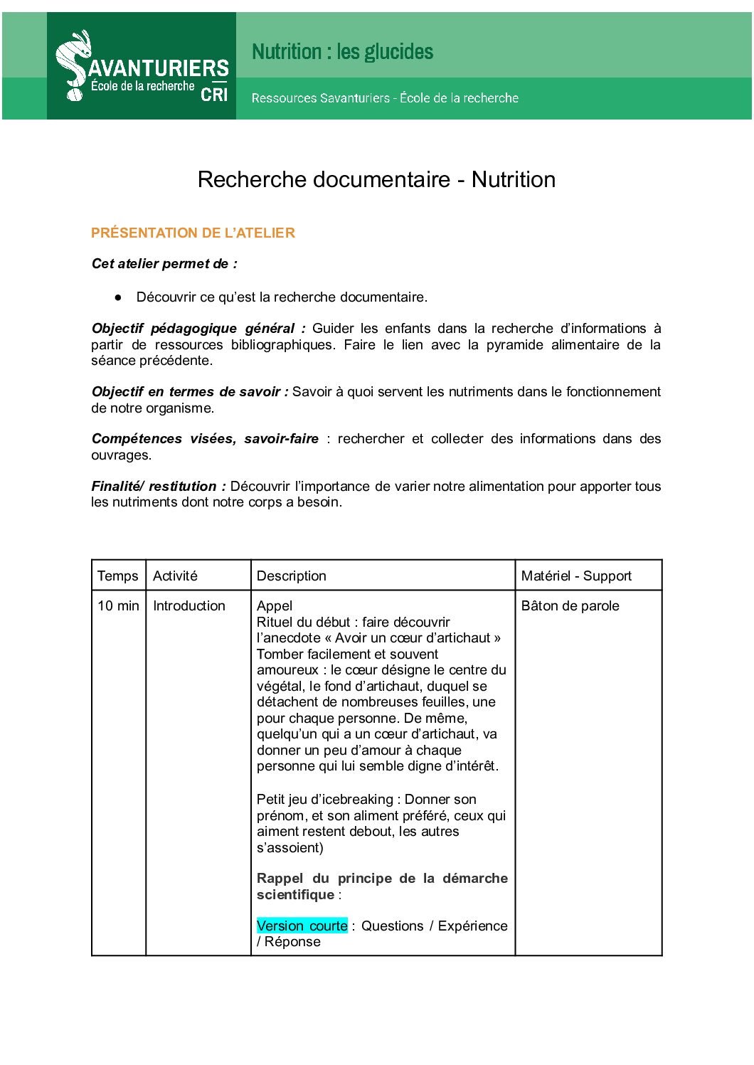 Ressource : « Recherche documentaire, nutrition »?>